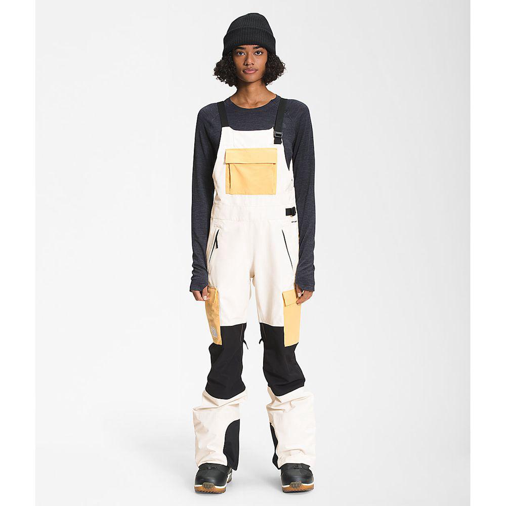 The North Face Dragline Bib Γυναικεια Παντελόνι Σκι - Ασπρα / Μαυρα / Πορτοκαλι (ZDSU84963)